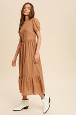 Load image into Gallery viewer, Earthen Eyelet Midi Dress
