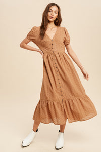 Earthen Eyelet Midi Dress