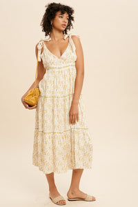 Golden Poppy Embroidered Midi Dress