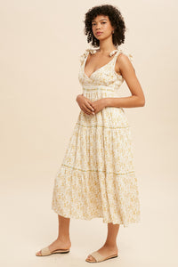 Golden Poppy Embroidered Midi Dress