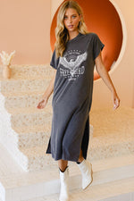 Load image into Gallery viewer, Free Bird Graphic T-Shirt Dress- Black
