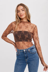 All Over Sheer Top- Mocha