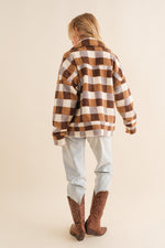 Load image into Gallery viewer, Checkered Teddy Oversized Jacket
