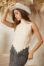 Load image into Gallery viewer, Ivory Sleeveless Laced Up Sweater Top
