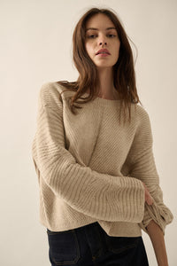 Oatmeal Rib Knit Sweater