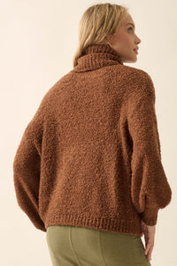 Brown Turtle Neck Loose Knit Sweater