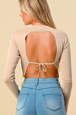 Load image into Gallery viewer, Soft Knit Open Back Top- Mushroom
