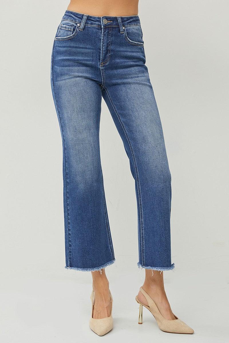 Risen High Rise Crop Straight Jeans