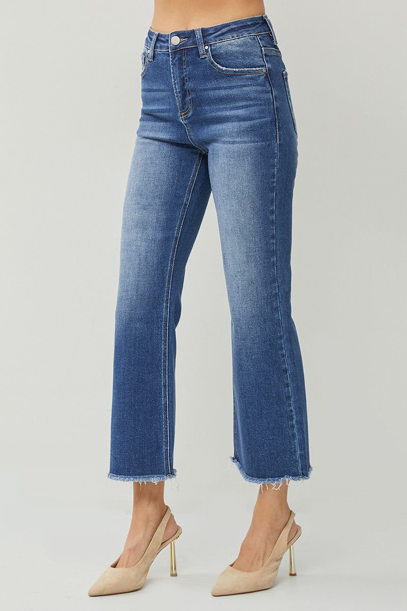 Risen High Rise Crop Straight Jeans