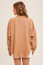 Load image into Gallery viewer, Almond Curved Hem Button Down Shirt
