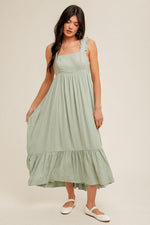 Load image into Gallery viewer, Sage Square Neck Maxi Dress
