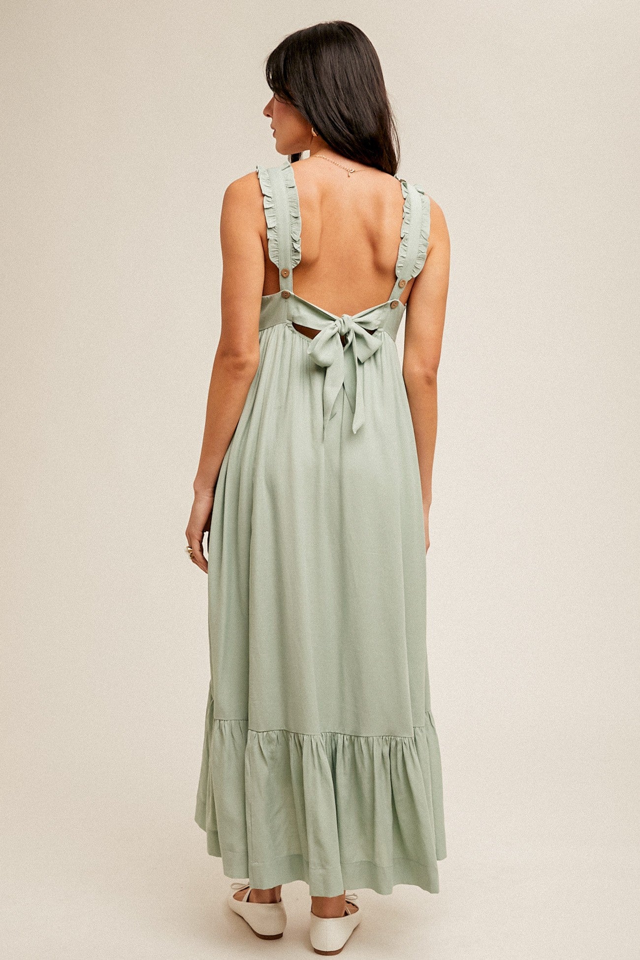 Sage Square Neck Maxi Dress