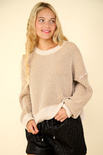 Load image into Gallery viewer, Two Toned Striped Sweater Top
