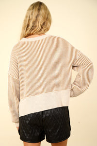 Two Toned Striped Sweater Top