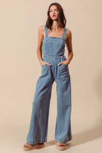 Wide Leg Denim Jumpsuit