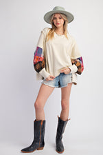 Load image into Gallery viewer, Washed Plaid Mix Terry Knit Pullover
