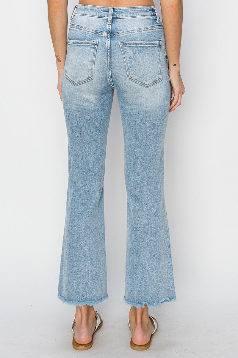 Risen High Rise Crop Straight Light Wash Jeans