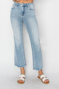 Risen High Rise Crop Straight Light Wash Jeans