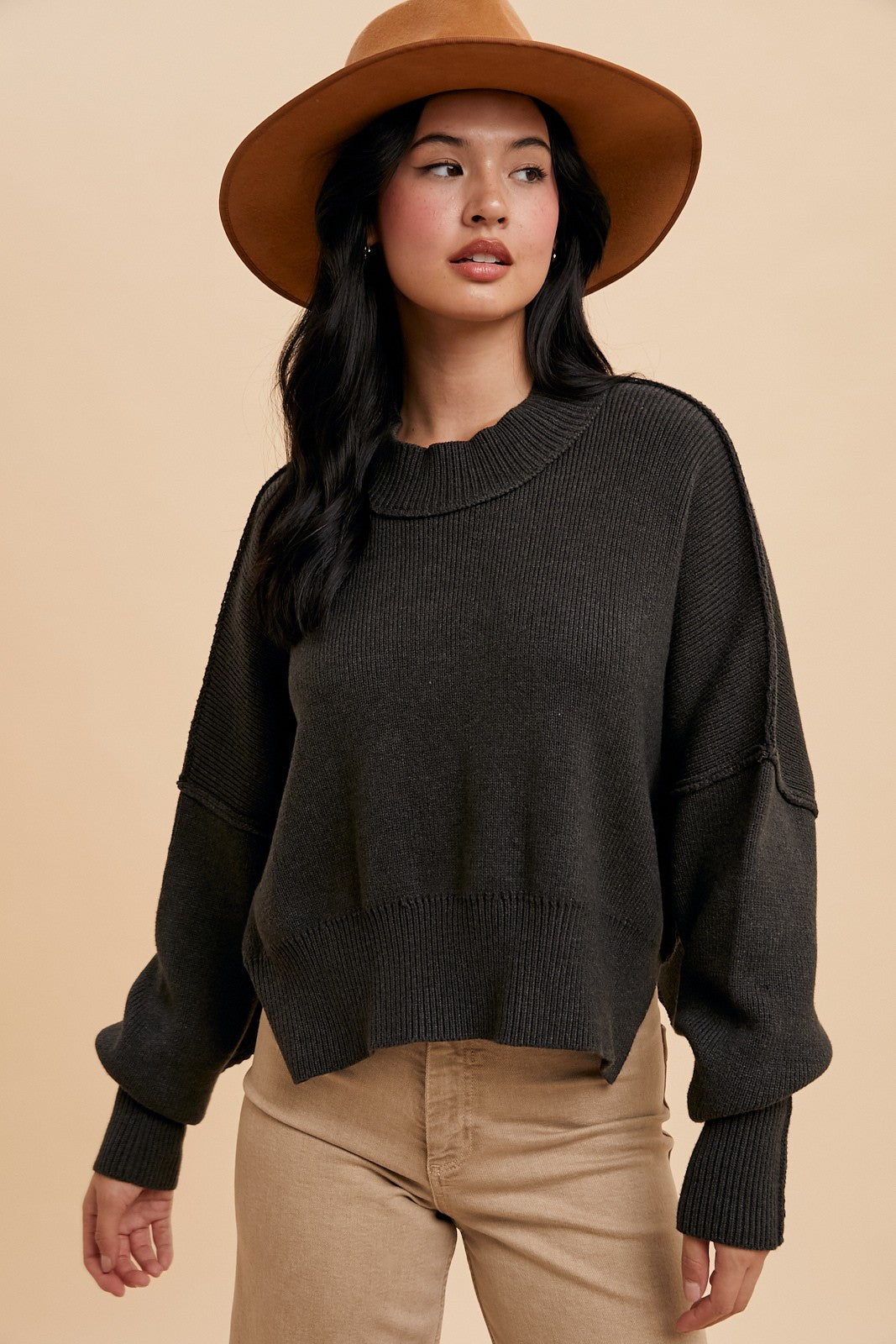 Lava Smoke Knitted Mockneck Sweater