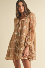 Load image into Gallery viewer, Embroidered Long Sleeve Mini Dress
