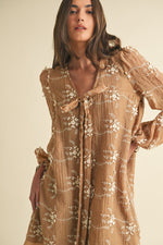 Load image into Gallery viewer, Embroidered Long Sleeve Mini Dress
