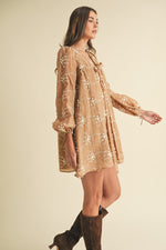 Load image into Gallery viewer, Embroidered Long Sleeve Mini Dress
