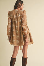 Load image into Gallery viewer, Embroidered Long Sleeve Mini Dress
