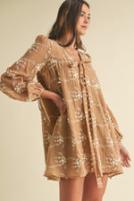 Load image into Gallery viewer, Embroidered Long Sleeve Mini Dress
