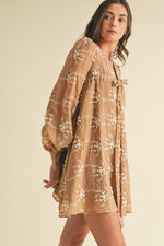 Load image into Gallery viewer, Embroidered Long Sleeve Mini Dress
