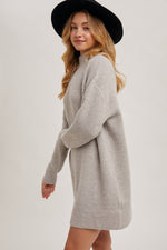 Load image into Gallery viewer, Mock Neck Knit Sweater Mini Dress
