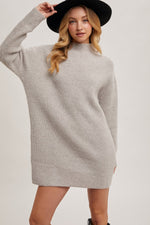 Load image into Gallery viewer, Mock Neck Knit Sweater Mini Dress
