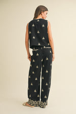 Load image into Gallery viewer, Embroidered Vest And Wide Leg Pants Set

