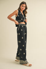Load image into Gallery viewer, Embroidered Vest And Wide Leg Pants Set
