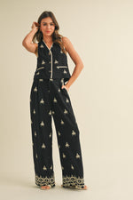 Load image into Gallery viewer, Embroidered Vest And Wide Leg Pants Set
