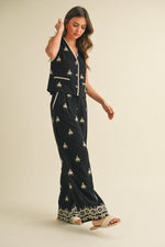 Load image into Gallery viewer, Embroidered Vest And Wide Leg Pants Set
