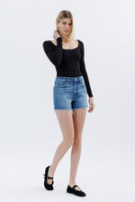 Load image into Gallery viewer, VERVET by Flying Monkey Amicably Denim Shorts
