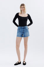 Load image into Gallery viewer, VERVET by Flying Monkey Amicably Denim Shorts
