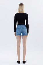 Load image into Gallery viewer, VERVET by Flying Monkey Amicably Denim Shorts
