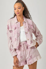 Load image into Gallery viewer, Washed Rose Embroidery Jacket
