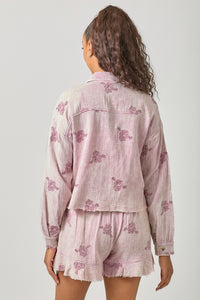 Washed Rose Embroidery Jacket