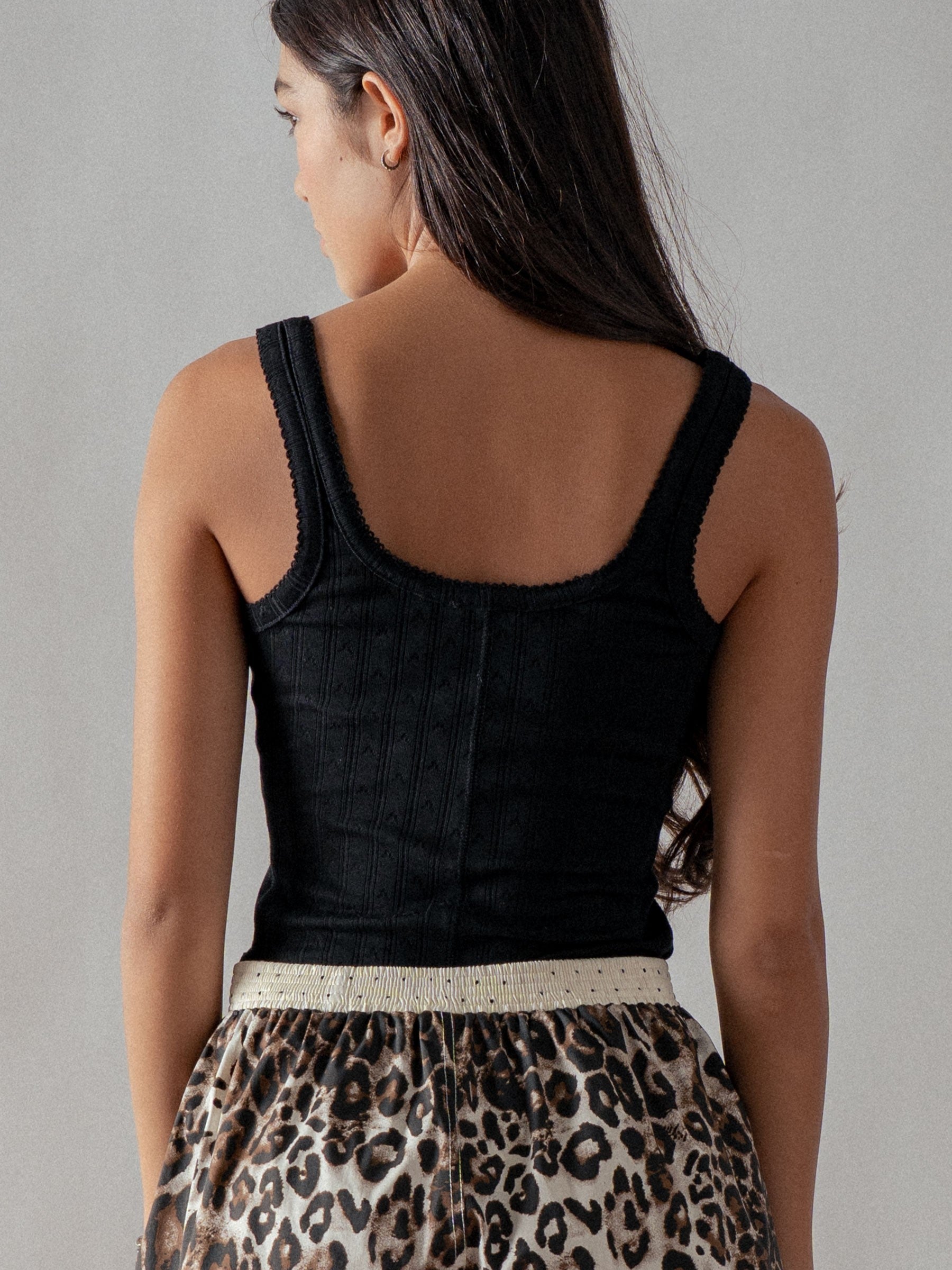 Sierra Ribbed Knit Tank Top- Black