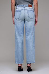 Hidden Light Wash Stretch RawHem Classic Straight