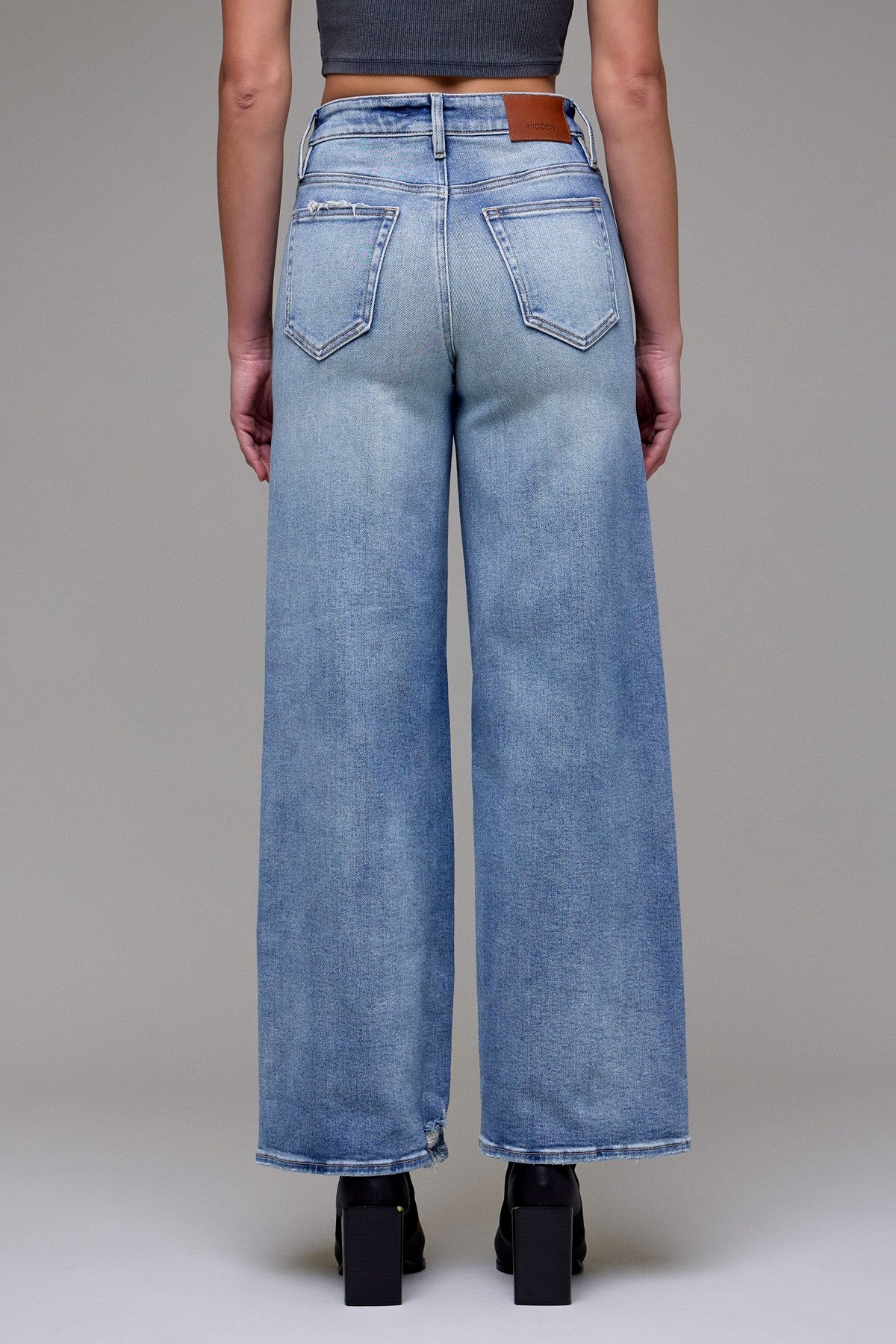 Hidden Medium Wash High Rise Wide Leg Jeans