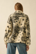 Load image into Gallery viewer, Paisley Sherpa Zip-Up Jacket- CREAM
