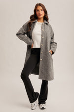 Load image into Gallery viewer, Teddy Textured Button Down Coat- Charcoal
