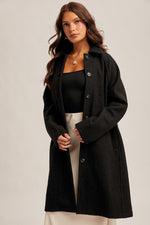 Load image into Gallery viewer, Teddy Textured Button Down Coat- Black
