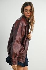 Load image into Gallery viewer, Wine Leather Jacket
