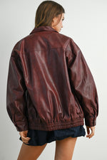 Load image into Gallery viewer, Wine Leather Jacket
