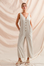 Load image into Gallery viewer, Striped Linen Blend Jumpsuit
