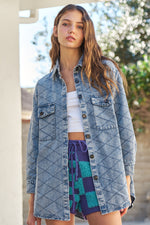 Load image into Gallery viewer, Quilt Stitch Denim Jacket
